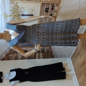 women's knee length gray and white knitted dress size small